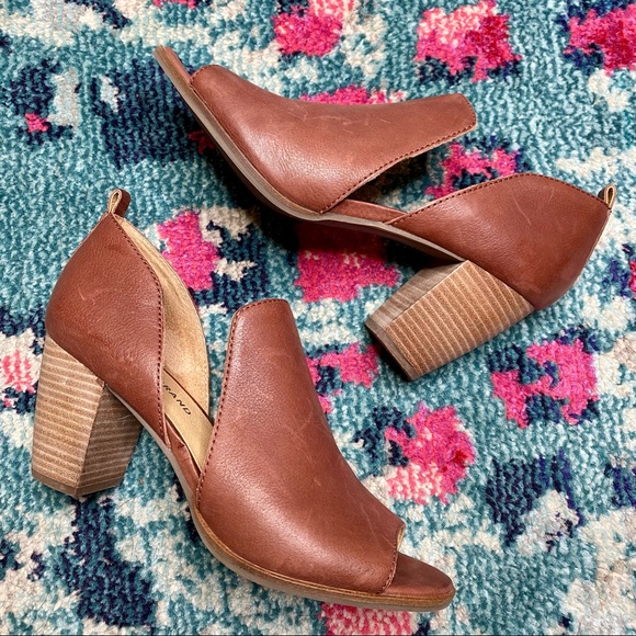Lucky Brand Shoes - Lucky Brand JUNAI Latte-Tobacco Pull-On Low Ankle Heeled Shoeties Size 9.5